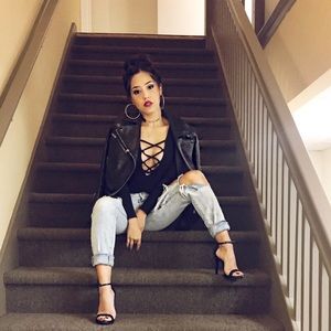 Deep V Criss Cross Bodysuit